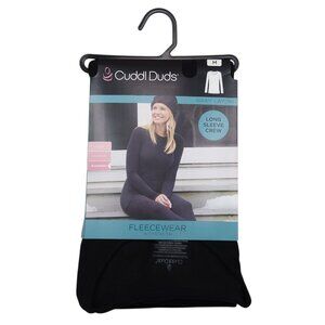 Cuddl Duds Fleecewear Long Sleeve Crew Medium With Stretch Warm Layers Black